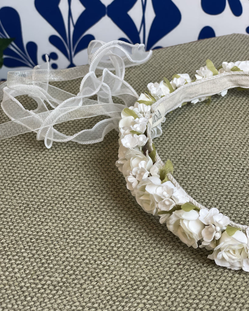 YoYo Children's Boutique Accesories Off-White Off-White Flowers with Ribbon Full Crown