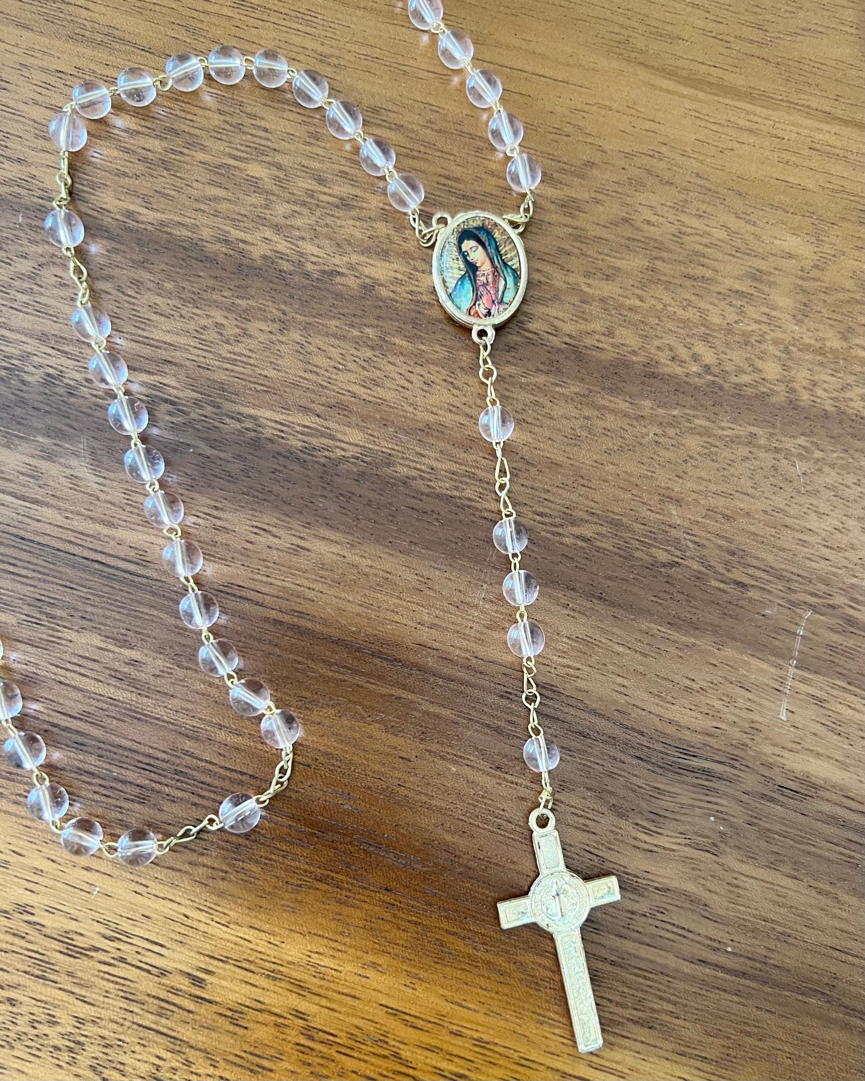 YoYo Children's Boutique Accesories Pink Crystals & Virgin of Guadalupe Rosary