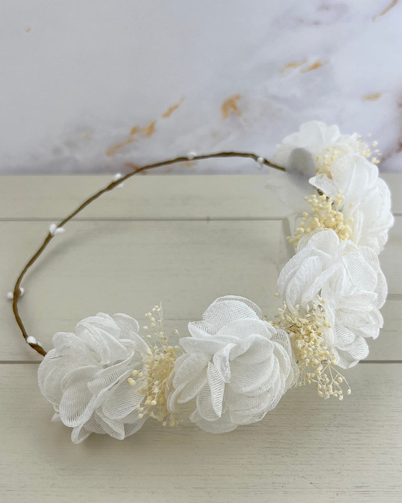 YoYo Children's Boutique Accesories White White Flower Half Crown