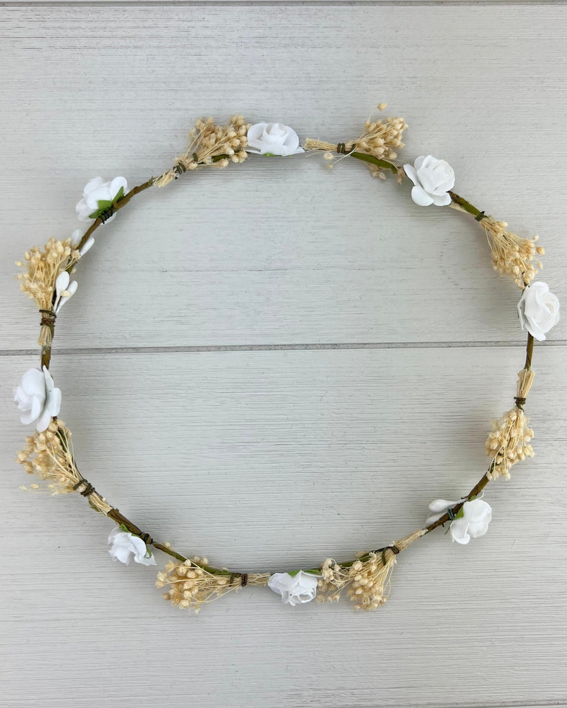 YoYo Children's Boutique Accesories White White Flowers Full Crown