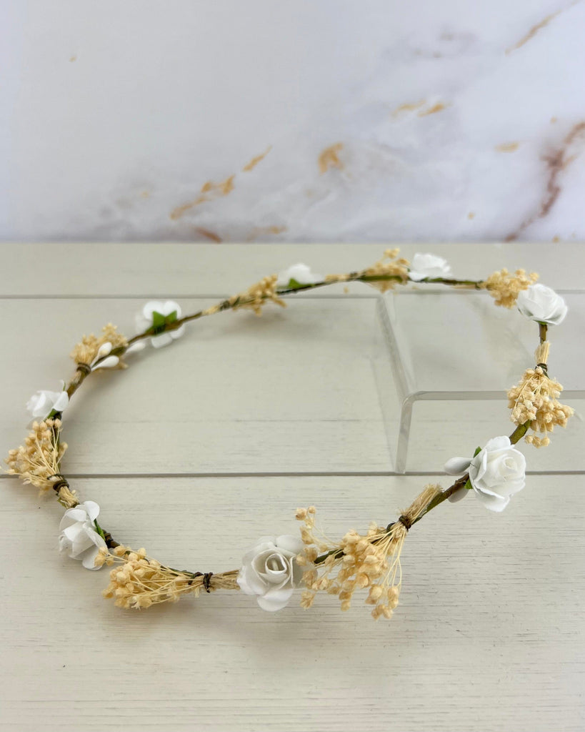 YoYo Children's Boutique Accesories White White Flowers Full Crown