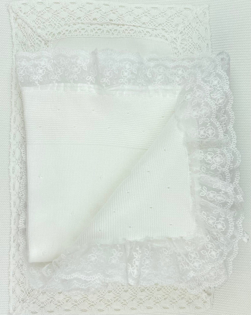 YoYo Children's Boutique Accesories White White Lace Knit Blanket