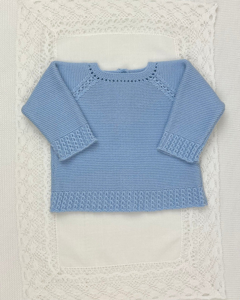 YoYo Children's Boutique Baby & Toddler Outfits 0M Blue Plain Stitch Knit Newborn Outfit
