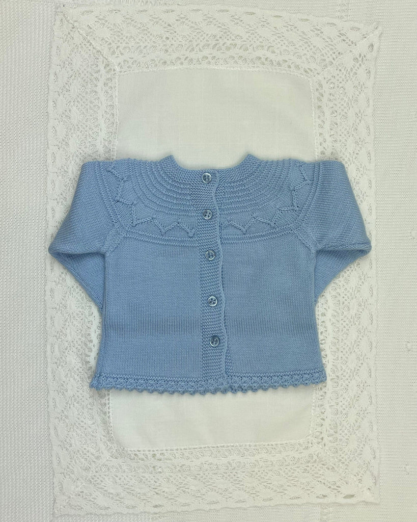 YoYo Children's Boutique Baby & Toddler Outfits 0M Blue & White Knit Newborn Outfit