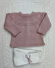YoYo Children's Boutique Baby & Toddler Outfits 0M Dusty Rose & White Knit Newborn Outfit