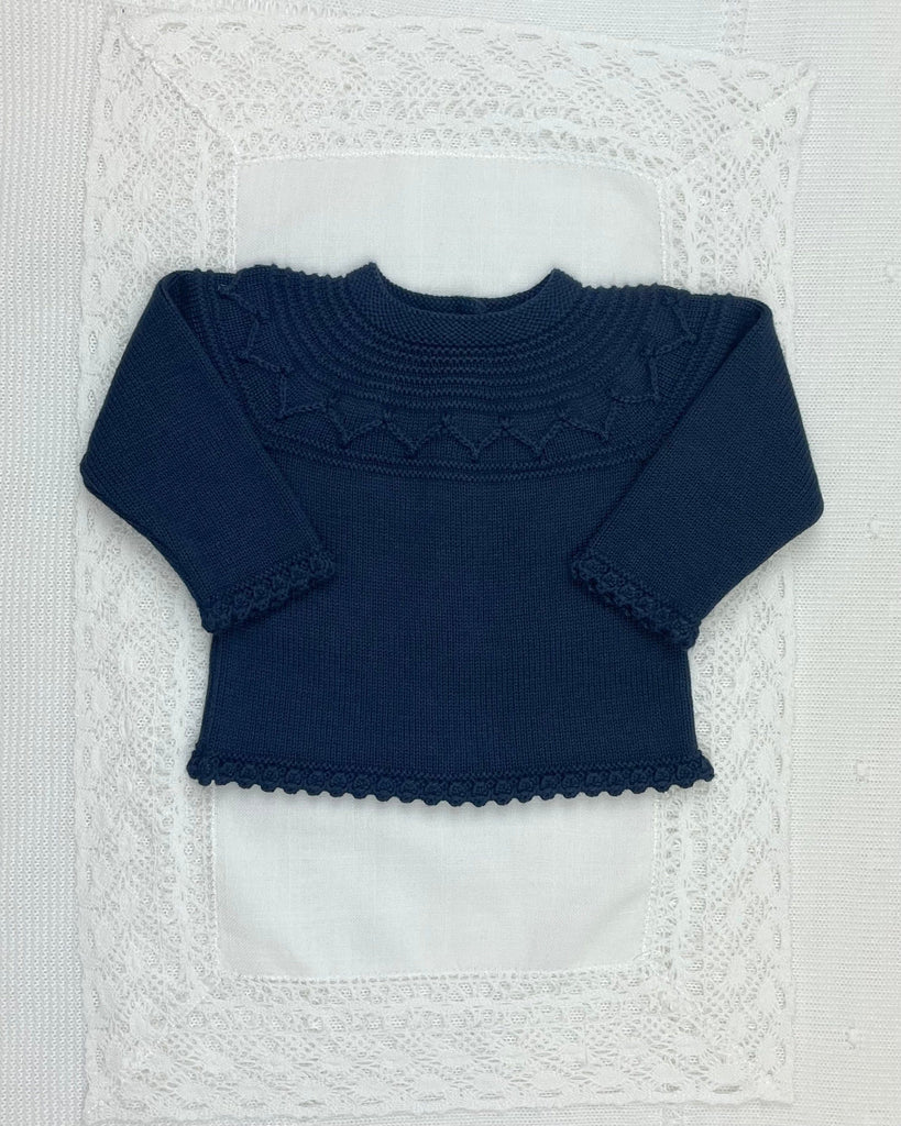 YoYo Children's Boutique Baby & Toddler Outfits 0M Navy Blue & White Knit Newborn Outfit