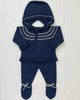 YoYo Children's Boutique Baby & Toddler Outfits 0M Navy Blue with White Knit Newborn Outfit