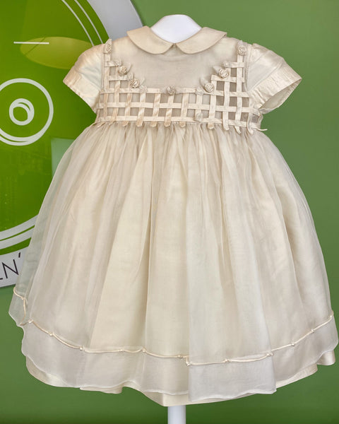 YoYo Children's Boutique Baptism 12M Ivory Silk & Organza Dress