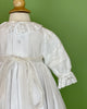 YoYo Children's Boutique Baptism 12M White Linen Estrella Christening Gown with Bonnet