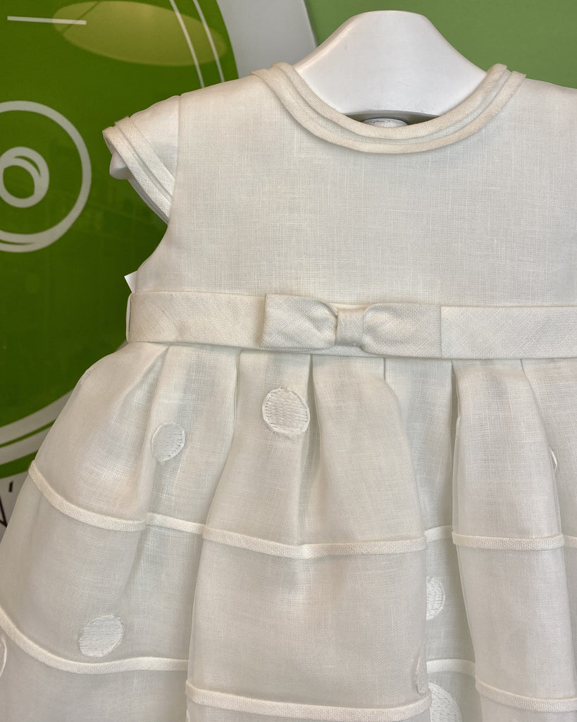 YoYo Children's Boutique Baptism 18M White Linen Flower Empire Dress