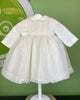 YoYo Children's Boutique Baptism 3M Off-White Long Sleeves Silk Dress