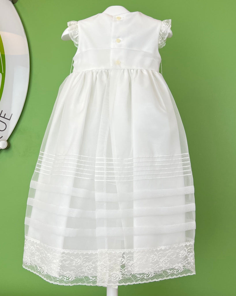 YoYo Children's Boutique Baptism Alba White Long Dress with Bonnet