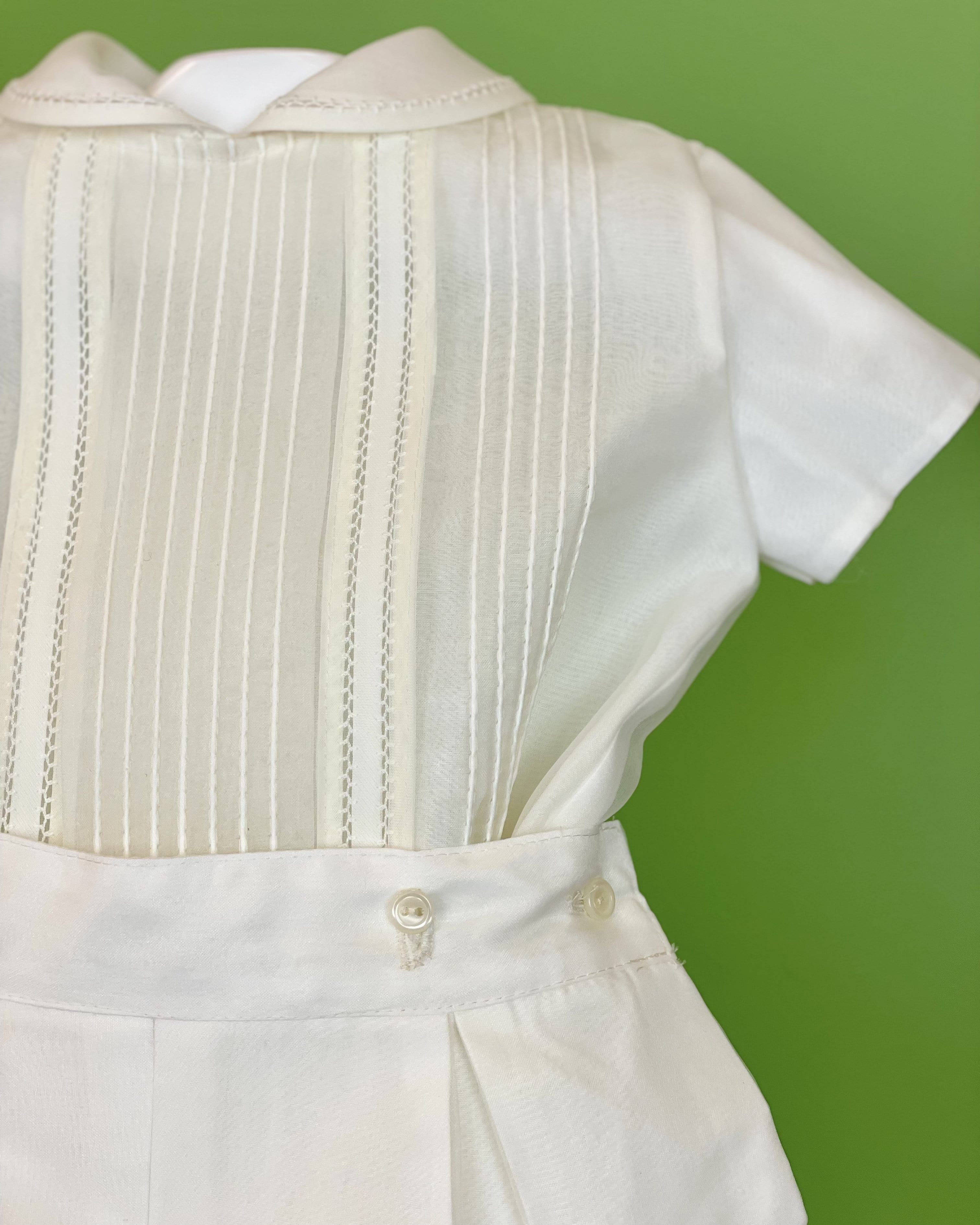 YoYo Children's Boutique Baptism & Communion Dresses Off-White Pleats Bubble Shorts Outfit