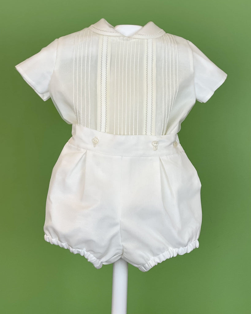 YoYo Children's Boutique Baptism & Communion Dresses Off-White Pleats Bubble Shorts Outfit