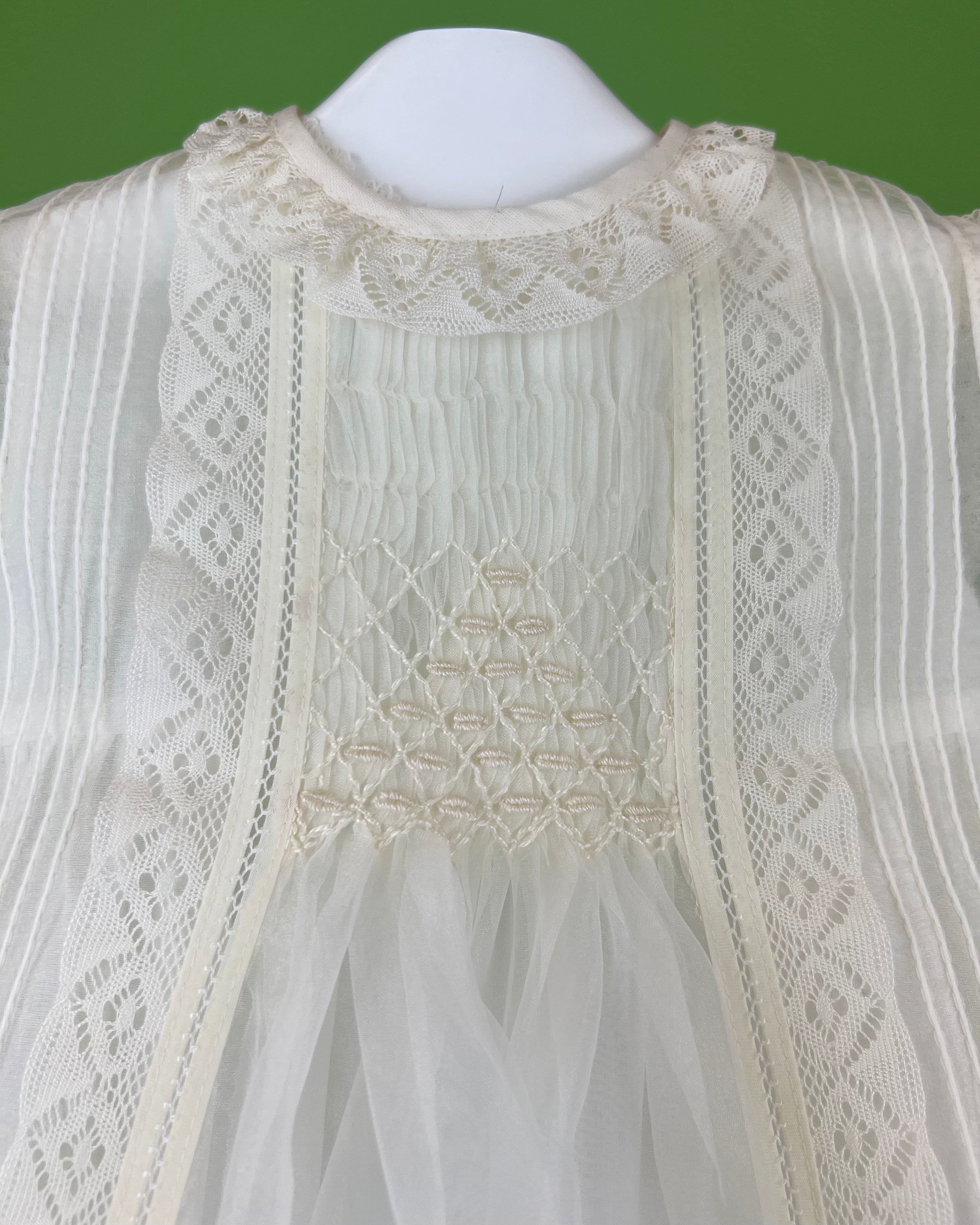 YoYo Children's Boutique Baptism Debra Off-White Dress with Bonnet