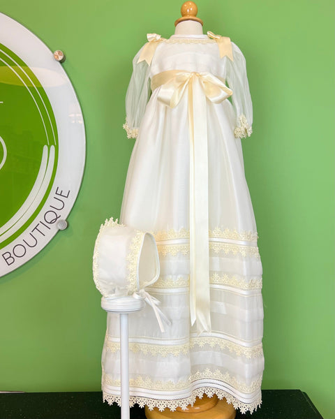 YoYo Children's Boutique Baptism Gandia Off-White Christening Gown