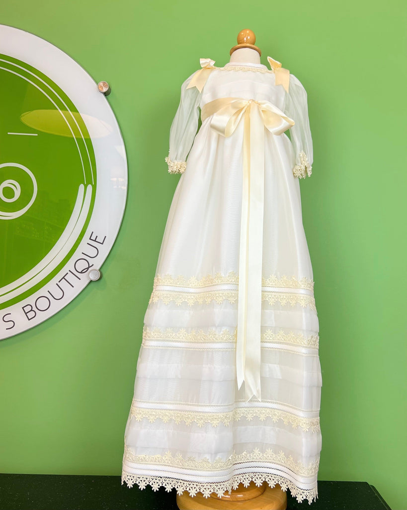 YoYo Children's Boutique Baptism Gandia Off-White Christening Gown
