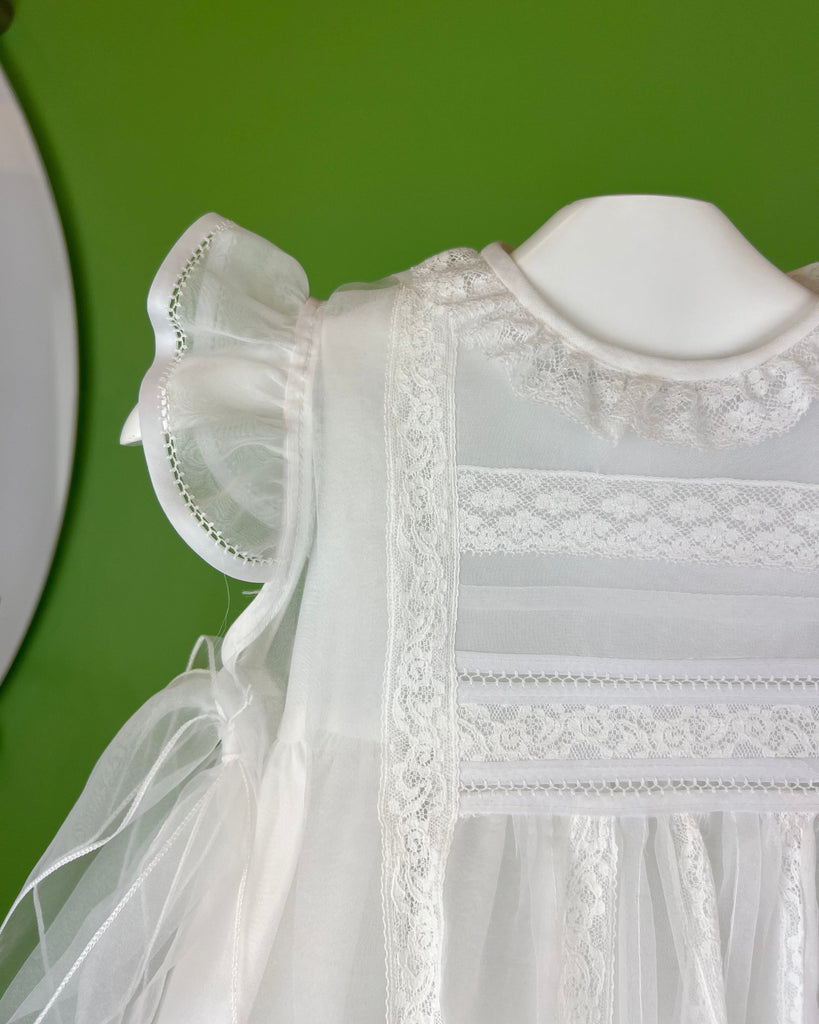 YoYo Children's Boutique Baptism Gisela White Dress with Bonnet