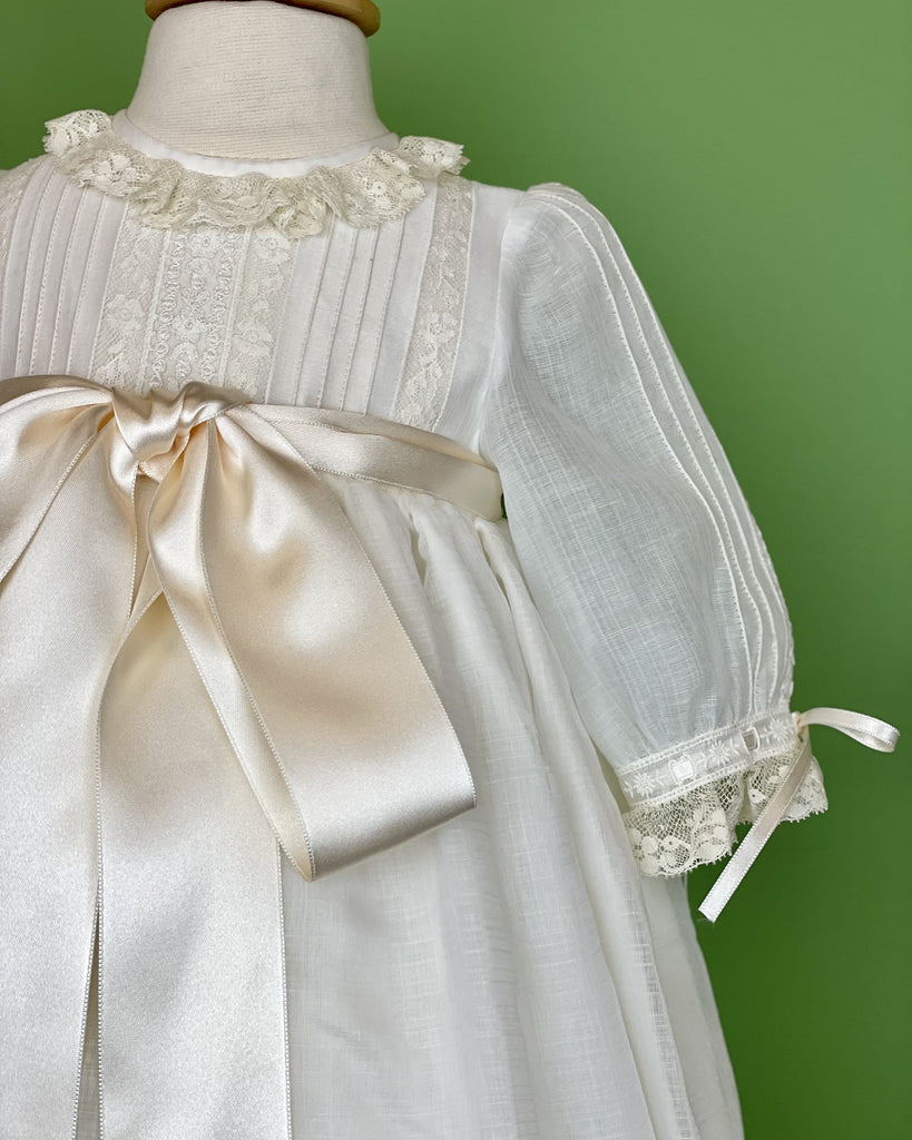 YoYo Children's Boutique Baptism Ivory Muslin & Laces Christening Gown