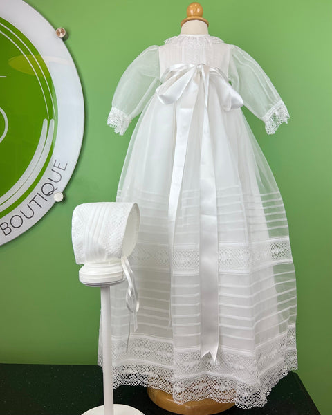 YoYo Children's Boutique Baptism Madrid White with Collar Christening Gown