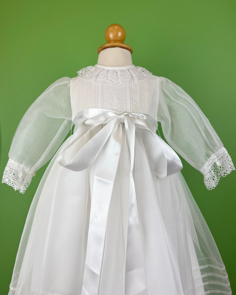 YoYo Children's Boutique Baptism Madrid White with Collar Christening Gown