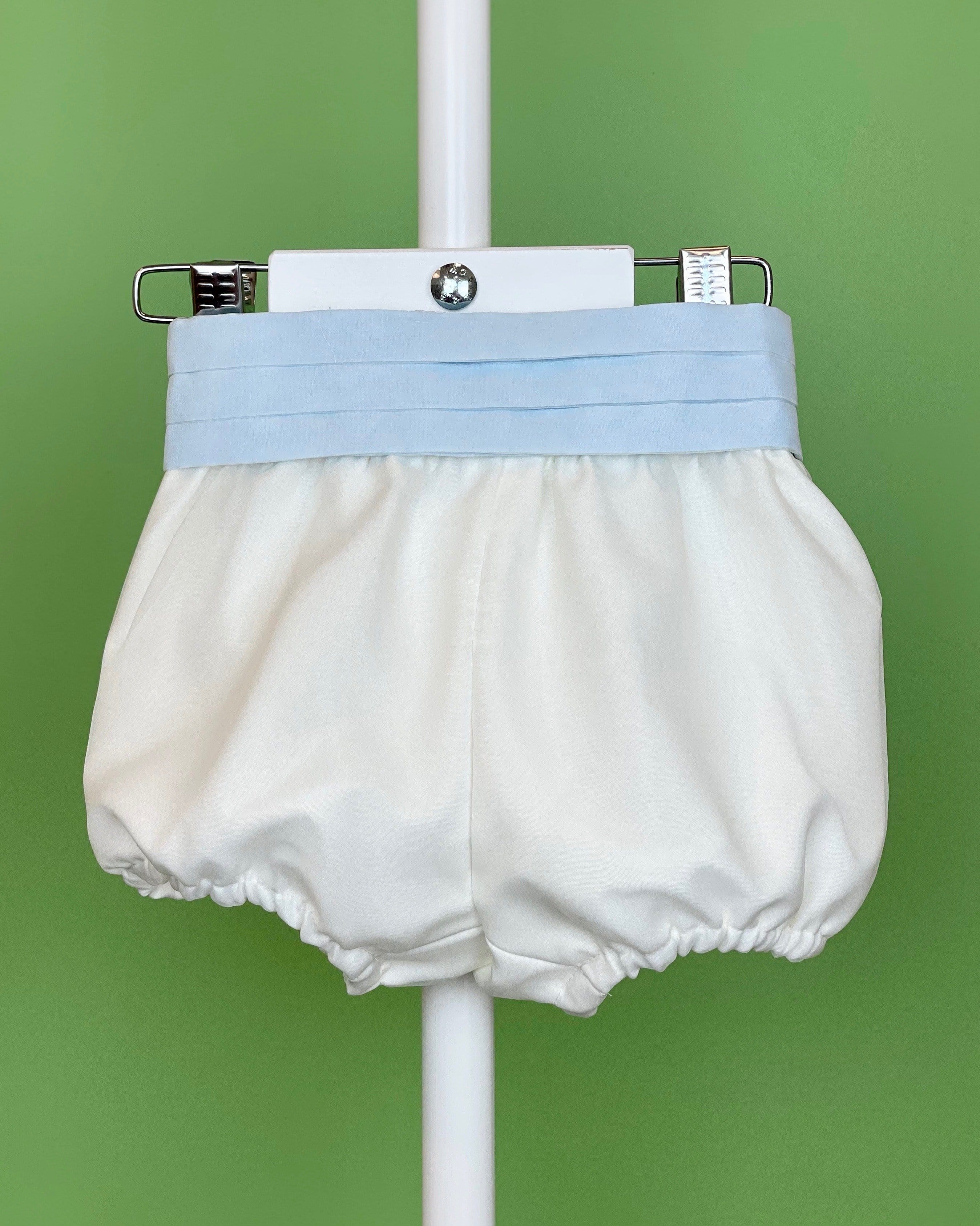 YoYo Children's Boutique Baptism Off-White & Blue Bubble Outfit