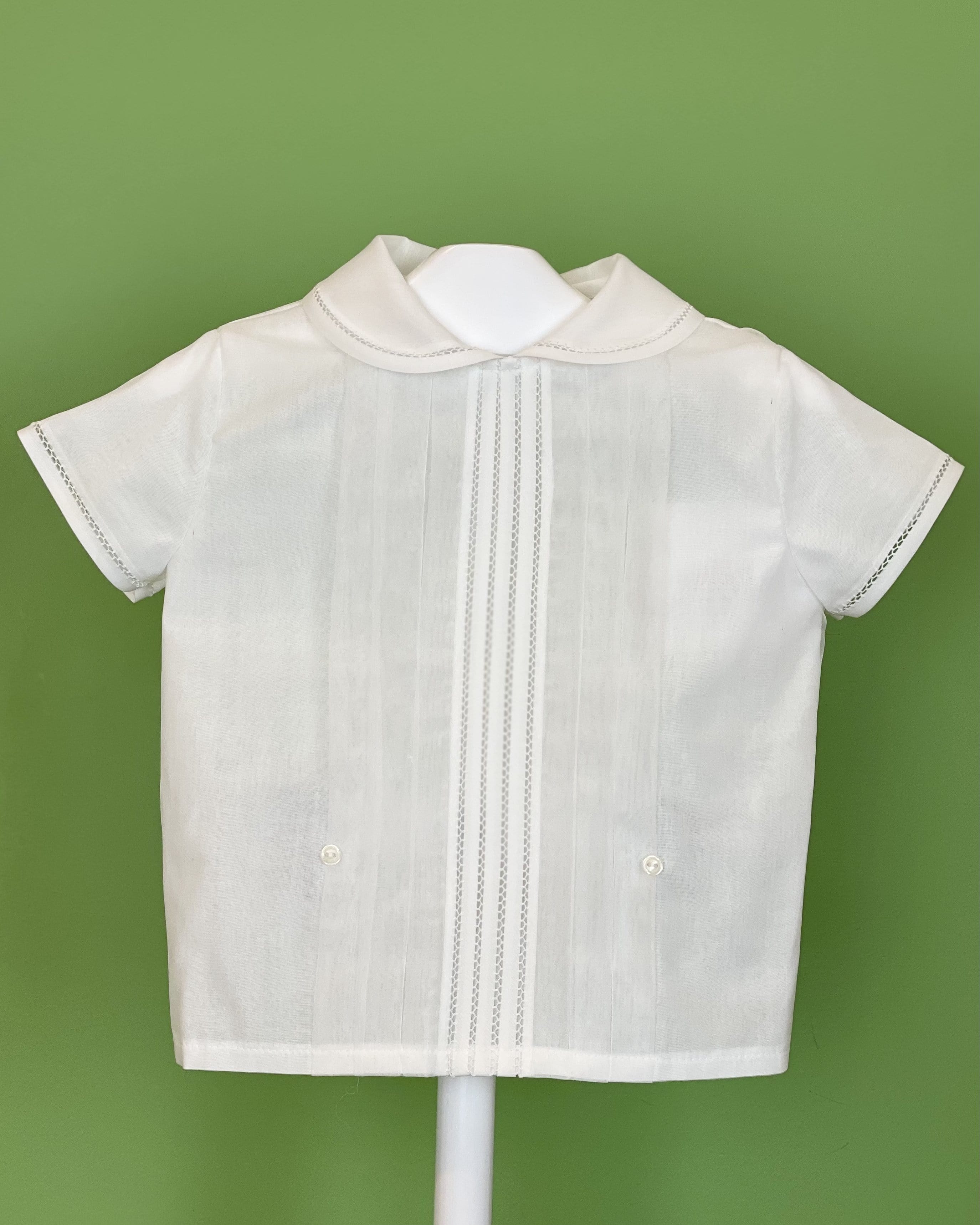 YoYo Children's Boutique Baptism Off-White & Blue Shorts Outfit