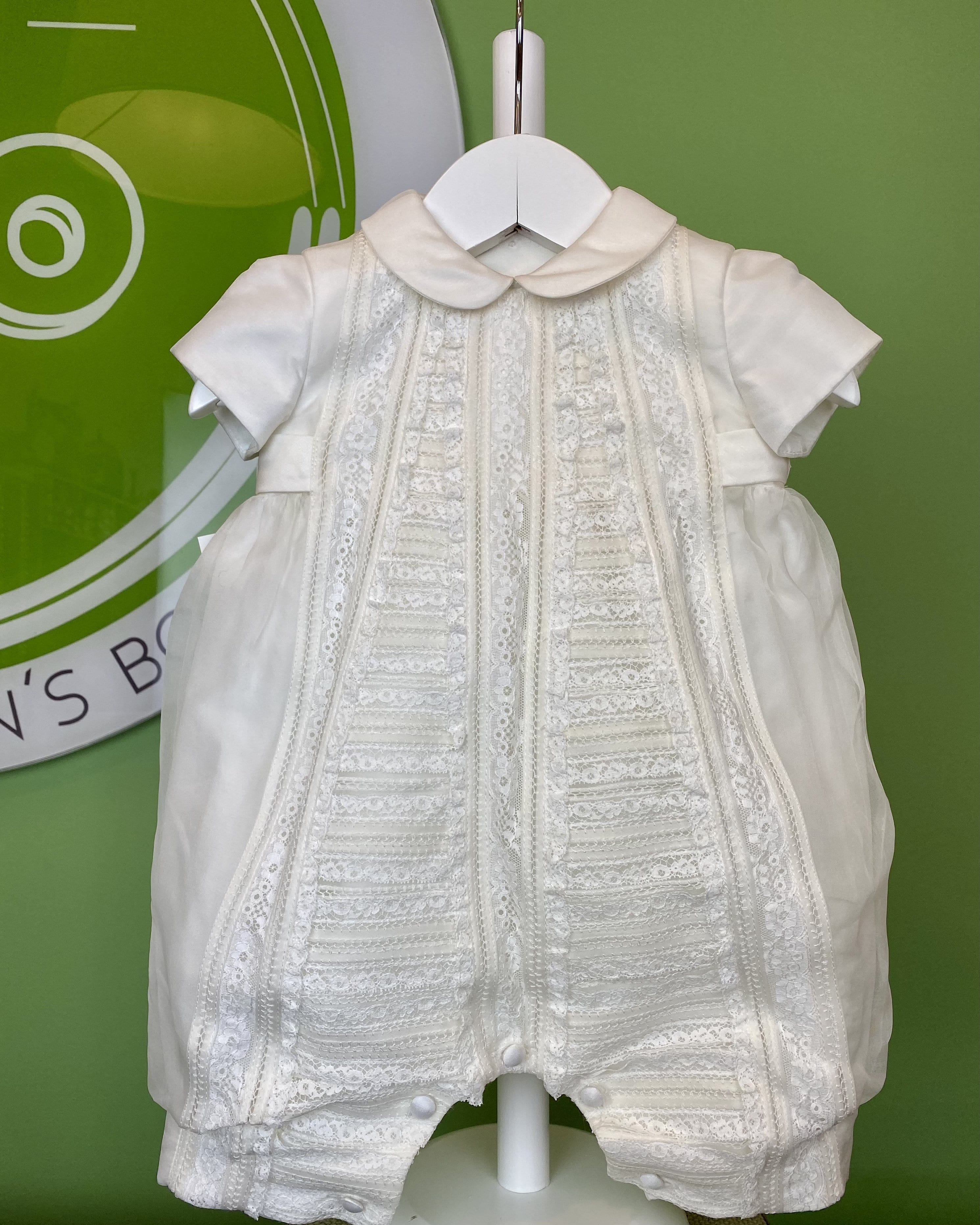 YoYo Children's Boutique Baptism Off-White Bubble Onesie