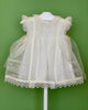 YoYo Children's Boutique Baptism Off-White Geometrical Lace Dress with Bonnet