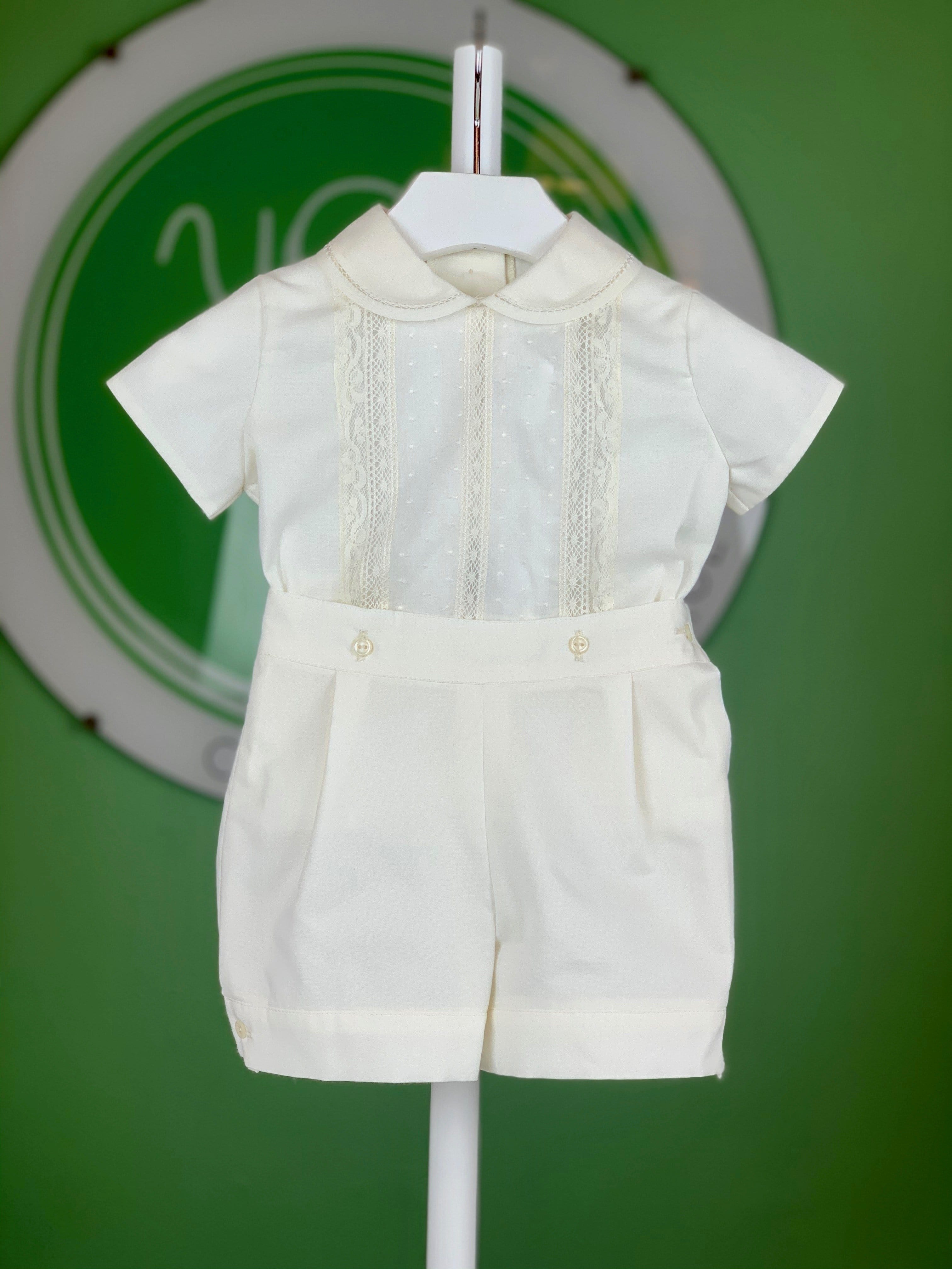 Off White & Lace Semi Bubble Outfit - YoYo Children's Boutique