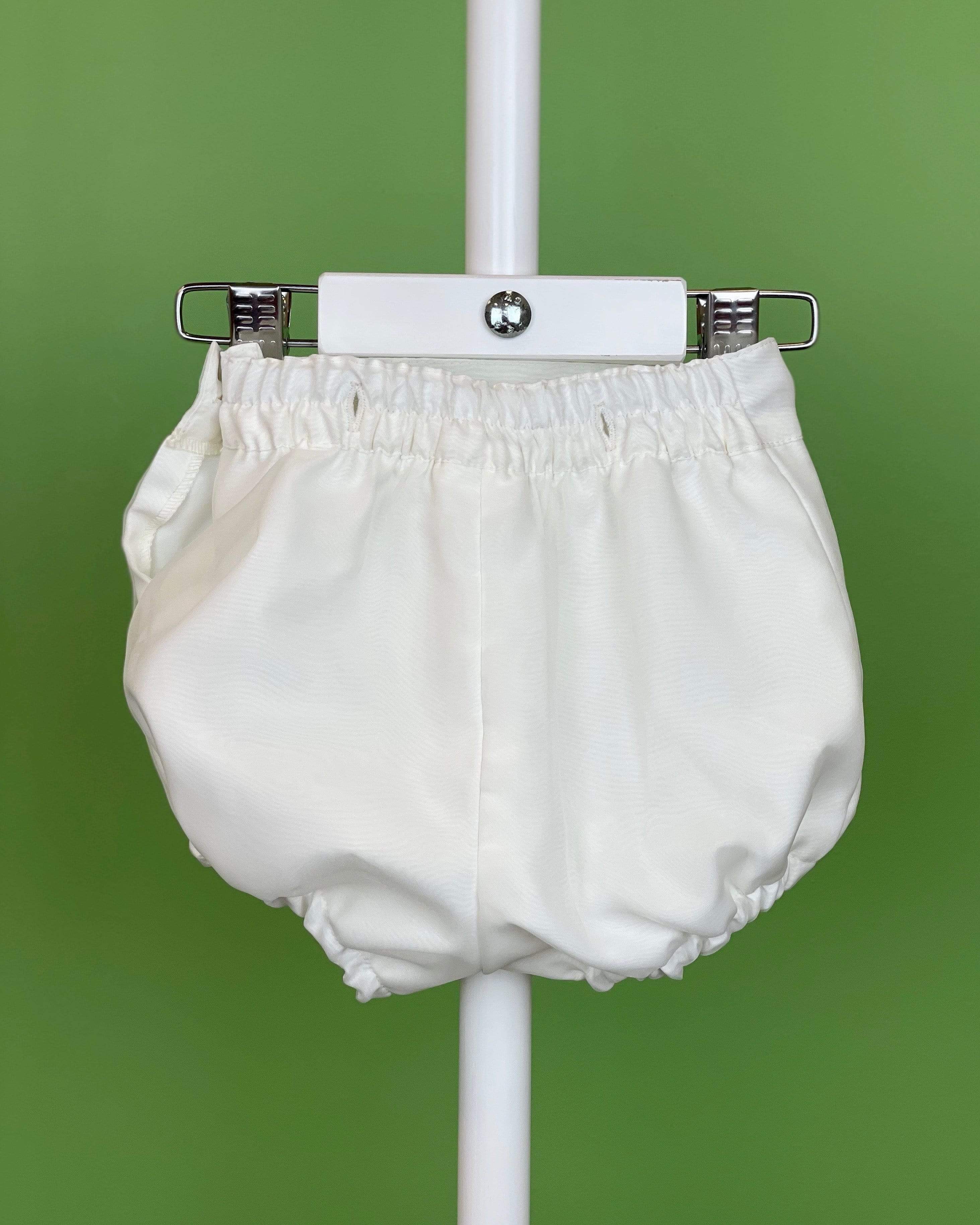 YoYo Children's Boutique Baptism Off-White Organza & Lace Bubble Shorts Outfit