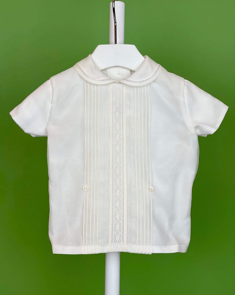 YoYo Children's Boutique Baptism Off-White Organza & Lace Bubble Shorts Outfit