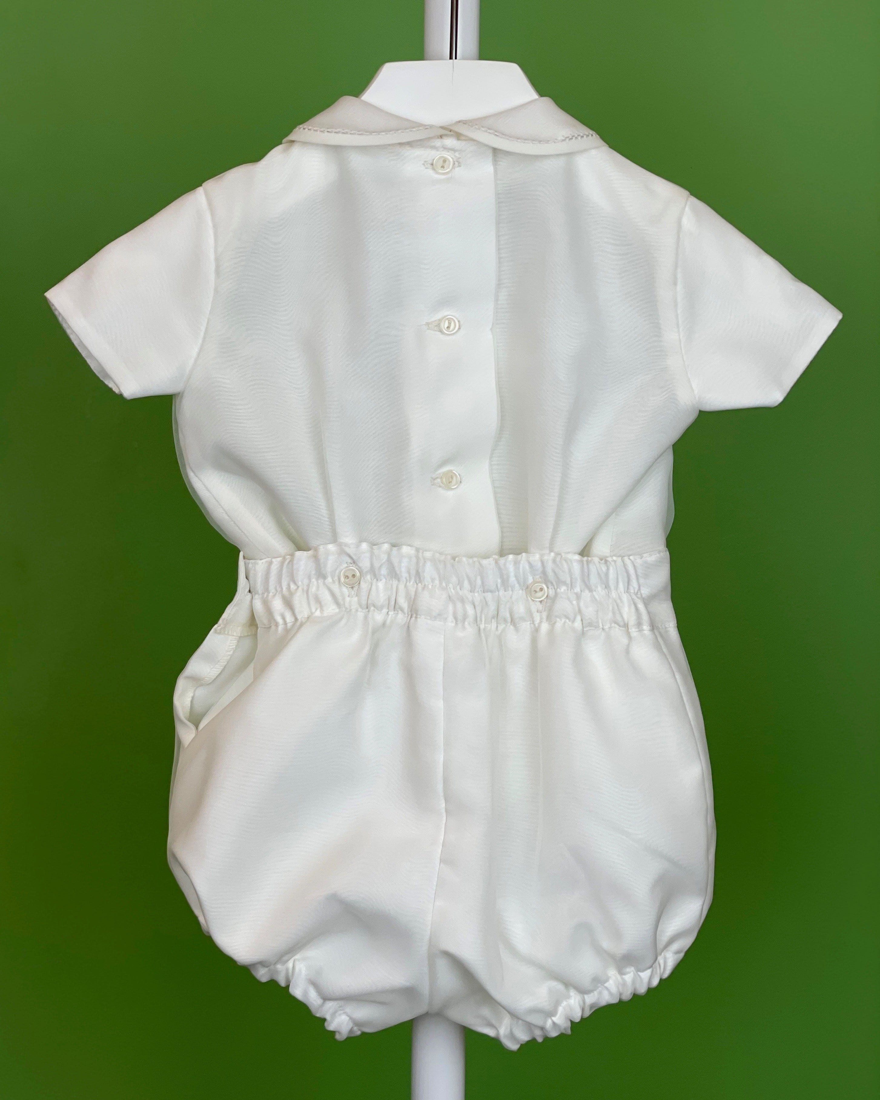 YoYo Children's Boutique Baptism Off-White Organza & Lace Bubble Shorts Outfit