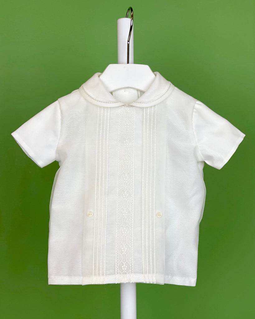 YoYo Children's Boutique Baptism Off-White Organza & Pleats Bubble Shorts