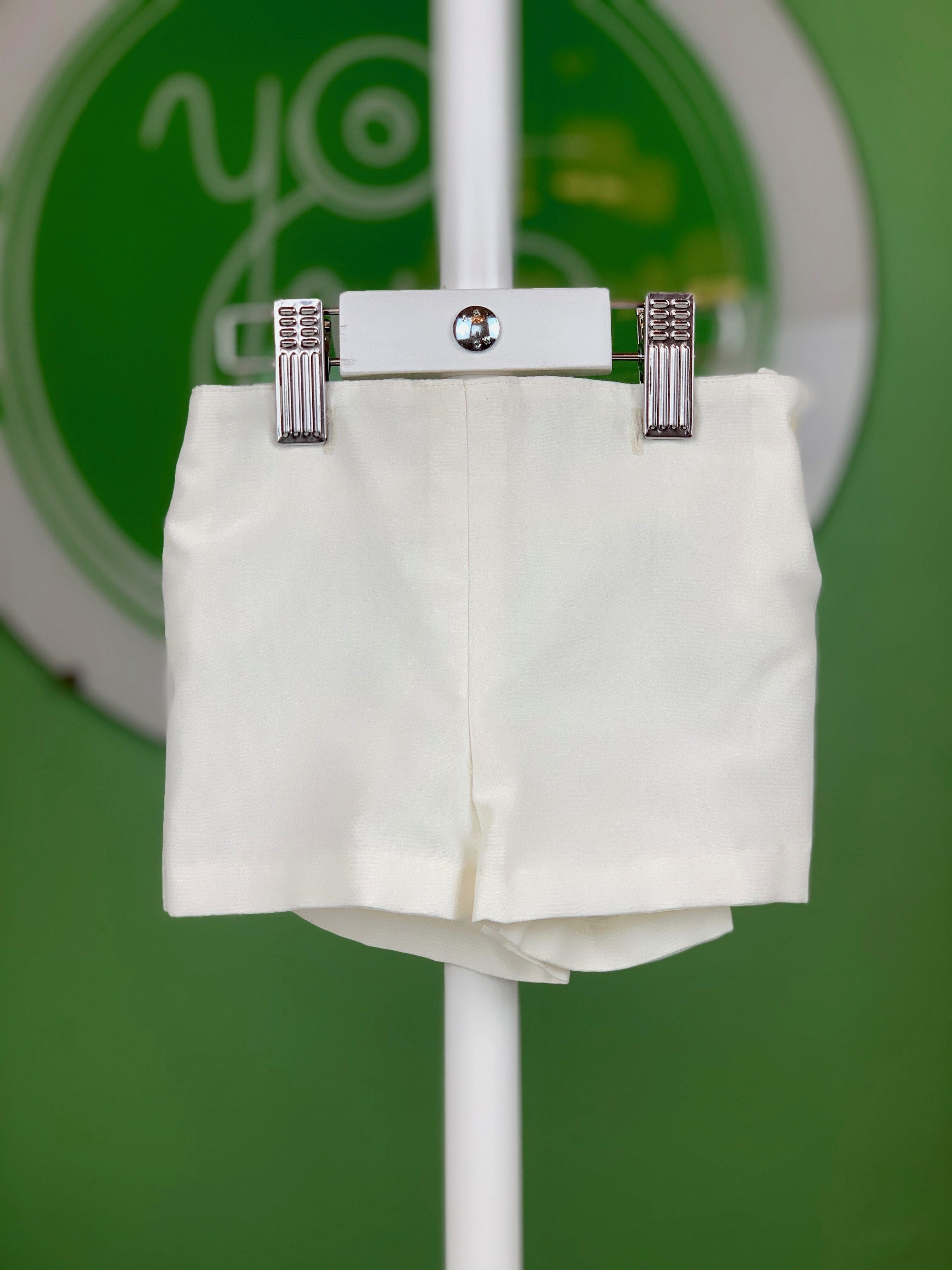 YoYo Children's Boutique Baptism Off-White Pleated Organza Shorts Outfit