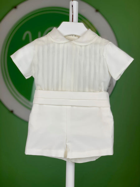 YoYo Children's Boutique Baptism Off-White Pleated Organza Shorts Outfit