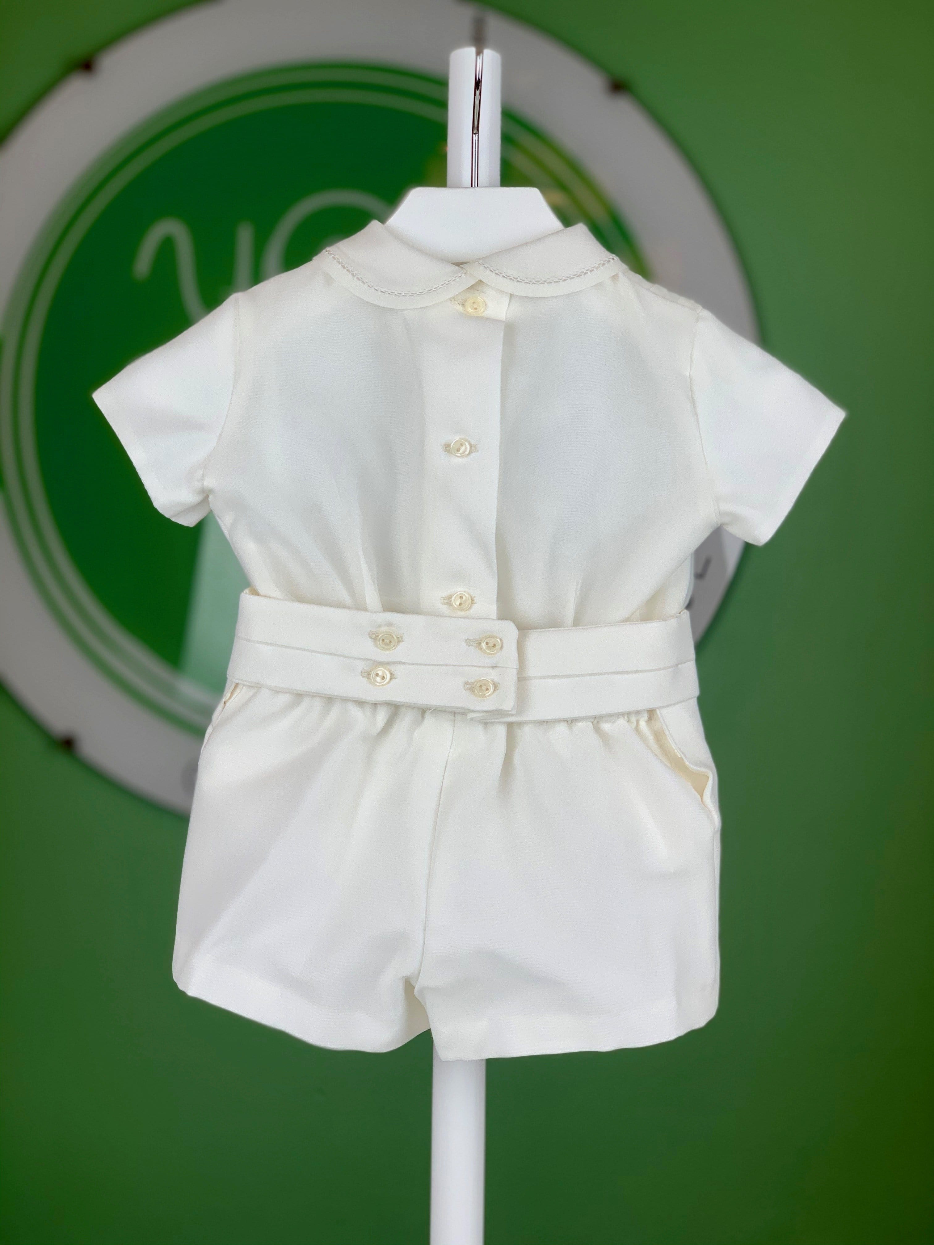 YoYo Children's Boutique Baptism Off-White Pleated Organza Shorts Outfit