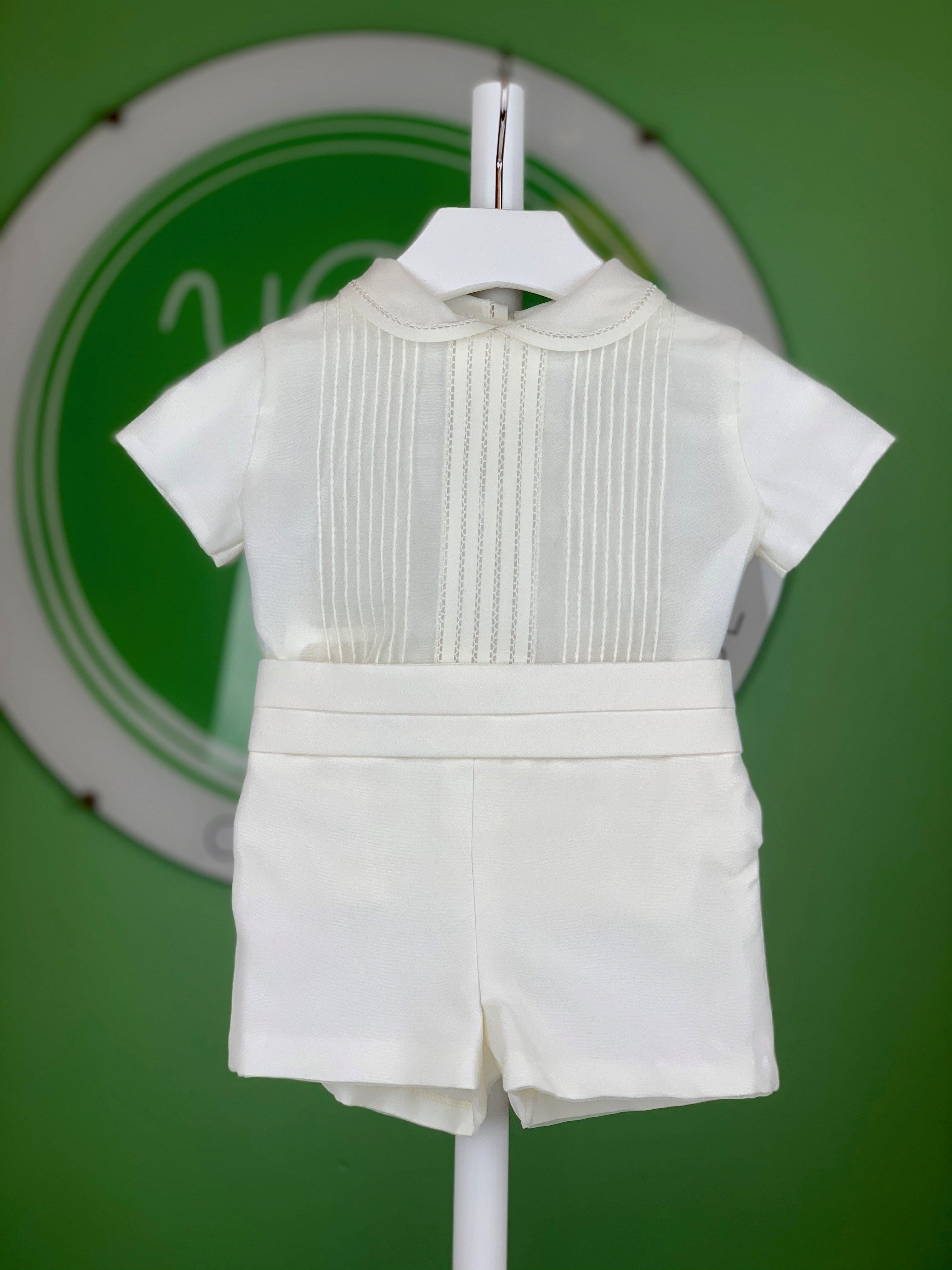 Off White Pleated Shorts Outfit - YoYo Children's Boutique