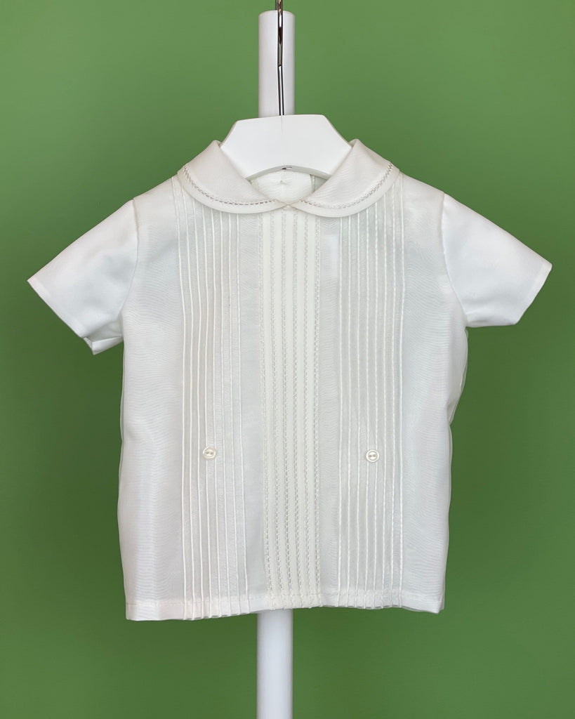 YoYo Children's Boutique Baptism Off-White Pleats Bubble Outfit