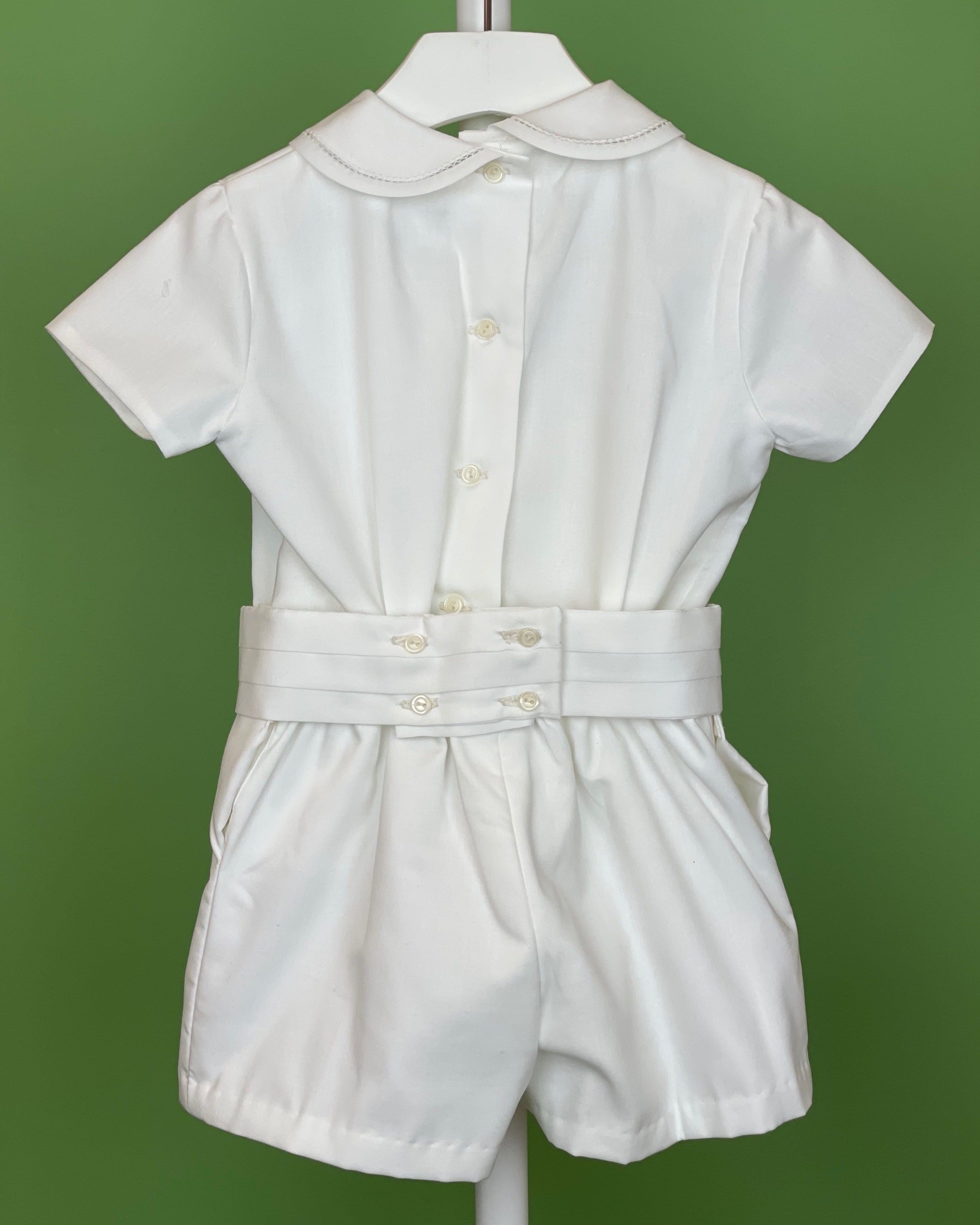 YoYo Children's Boutique Baptism Off-White Pleats & Shorts Outfit