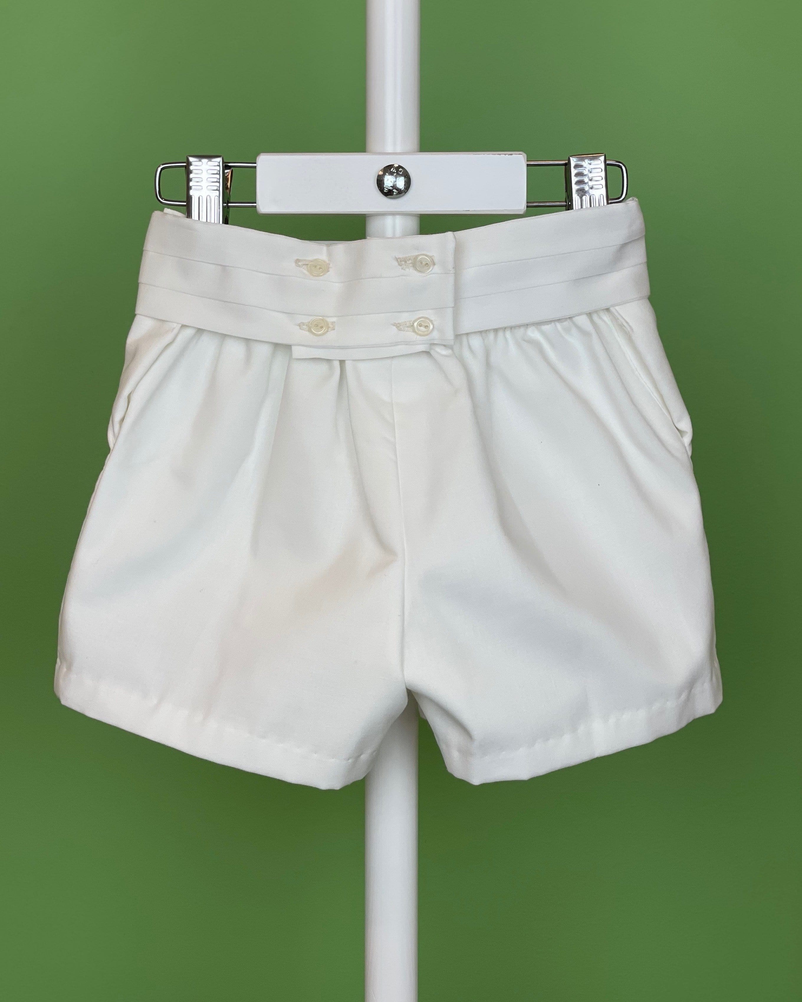 YoYo Children's Boutique Baptism Off-White Pleats & Shorts Outfit