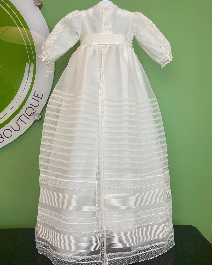YoYo Children's Boutique Baptism Traditional Off White Pleats Gown