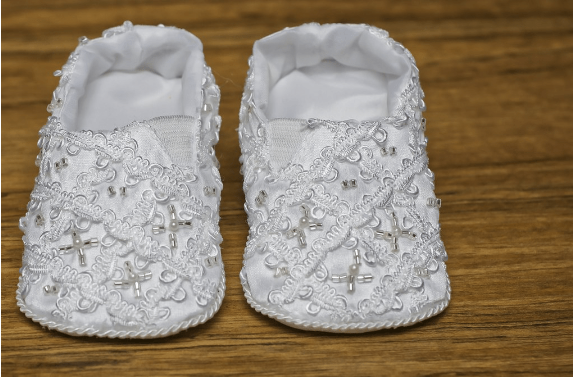 White Beaded Shoes - YoYo Children's Boutique