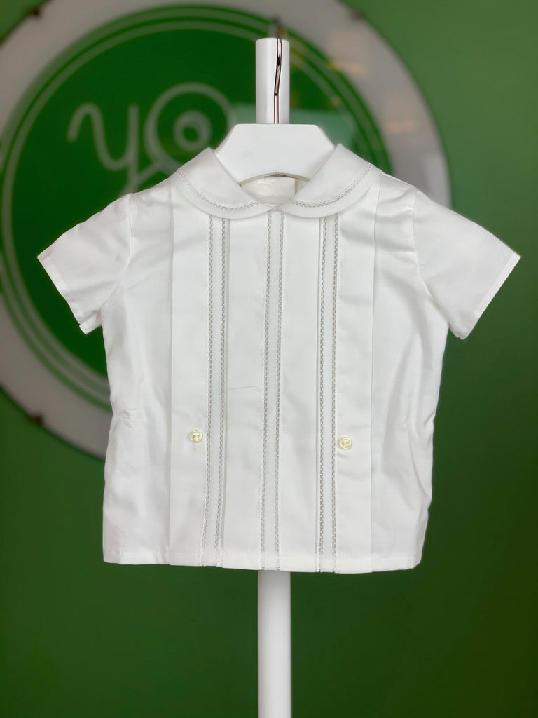 White & Beige Lace Semi Bubble Outfit - YoYo Children's Boutique