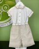 YoYo Children's Boutique Baptism White & Beige Linen Outfit
