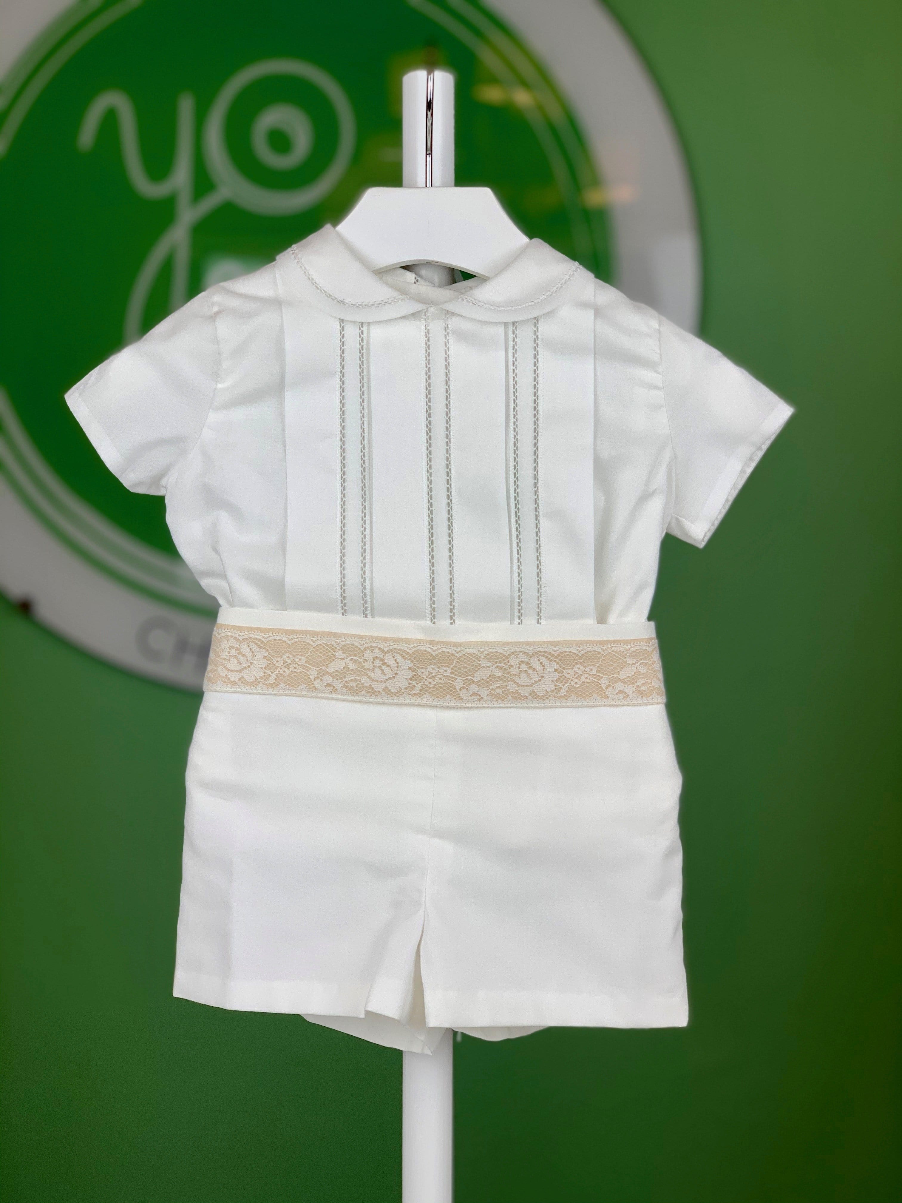 White & Brown Lace Outfit - YoYo Children's Boutique