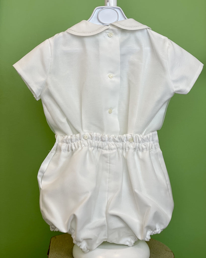 YoYo Children's Boutique Baptism White Organza & Lace Bubble Shorts Outfit