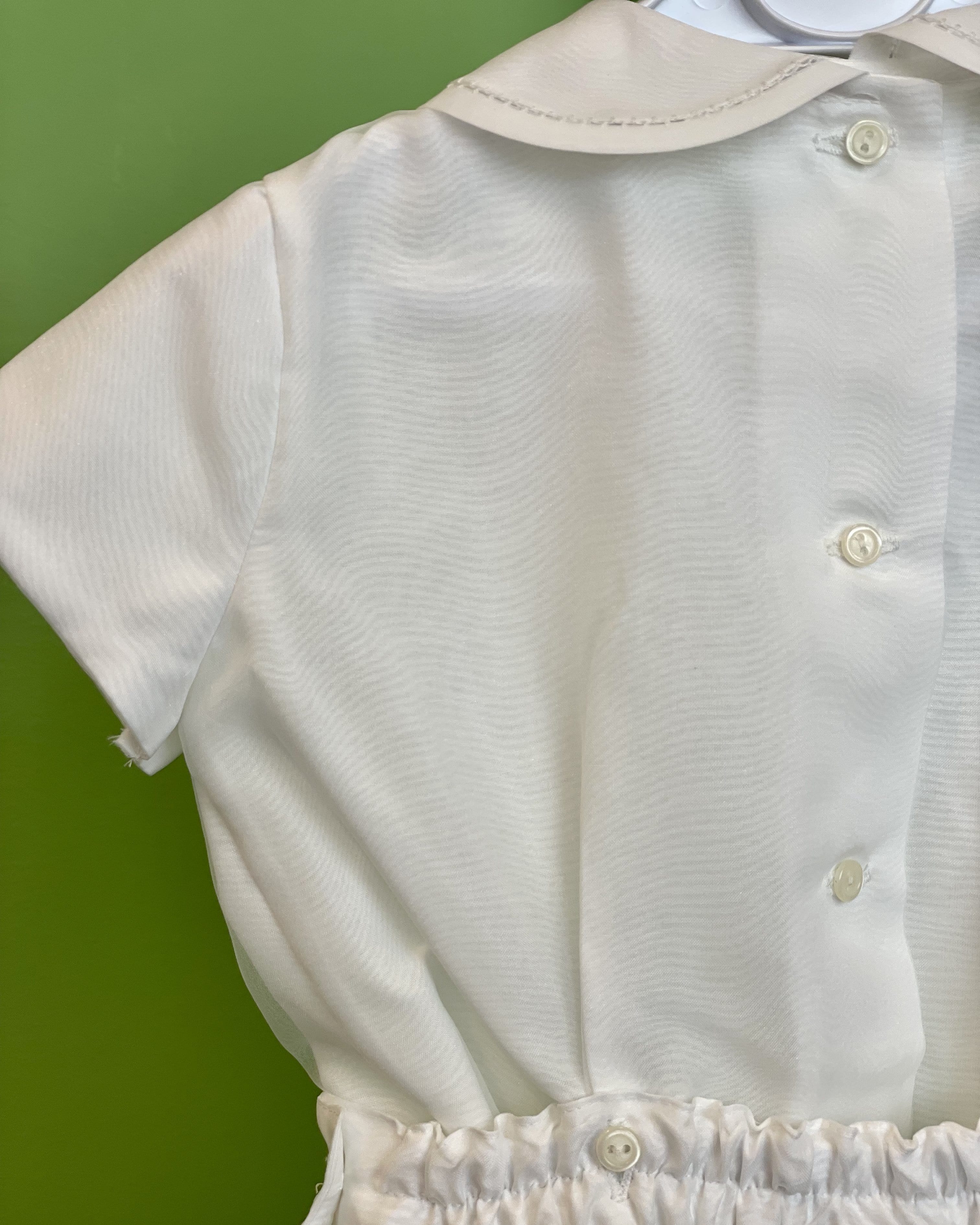 YoYo Children's Boutique Baptism White Organza & Lace Bubble Shorts Outfit