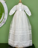 YoYo Children's Boutique Baptism White Organza & Symmetrical Lace Gown