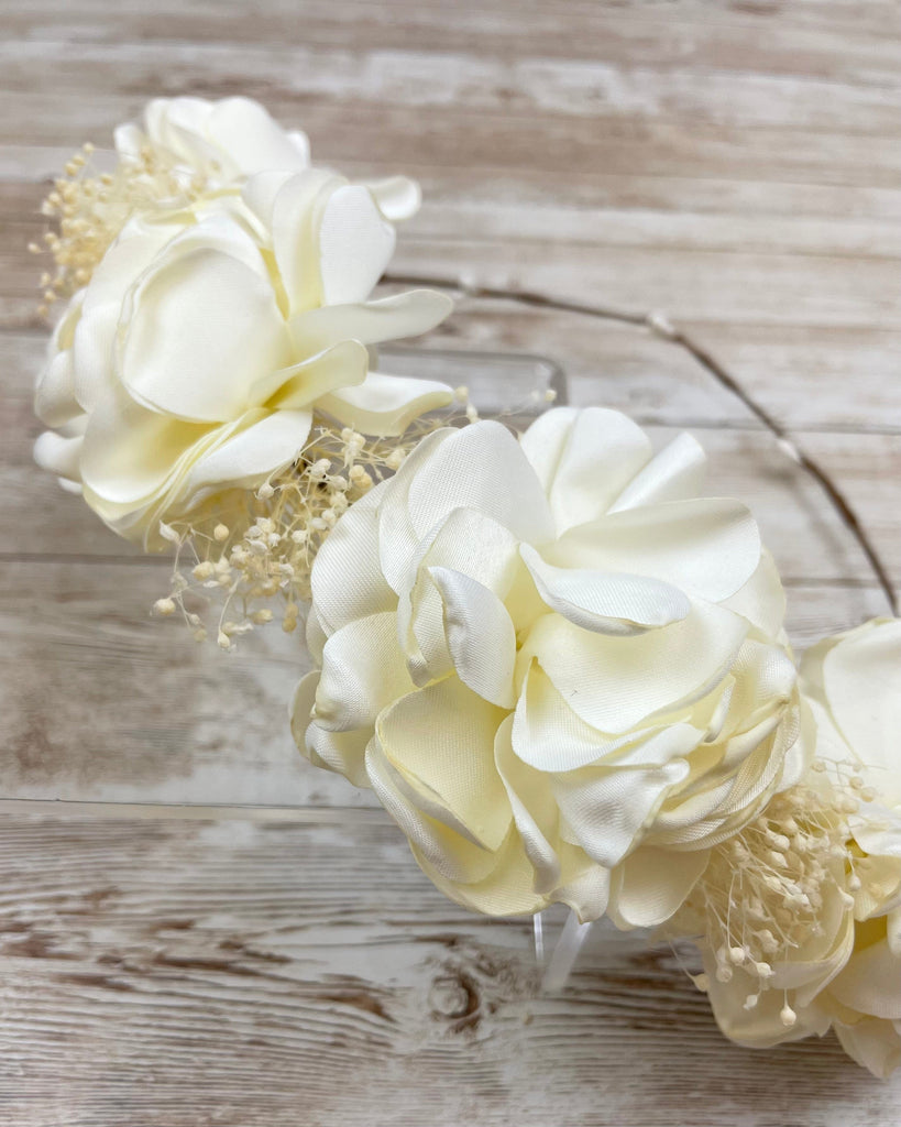 YoYo Children's Boutique Headbands Off-White Off-White Silk Flowers Crown